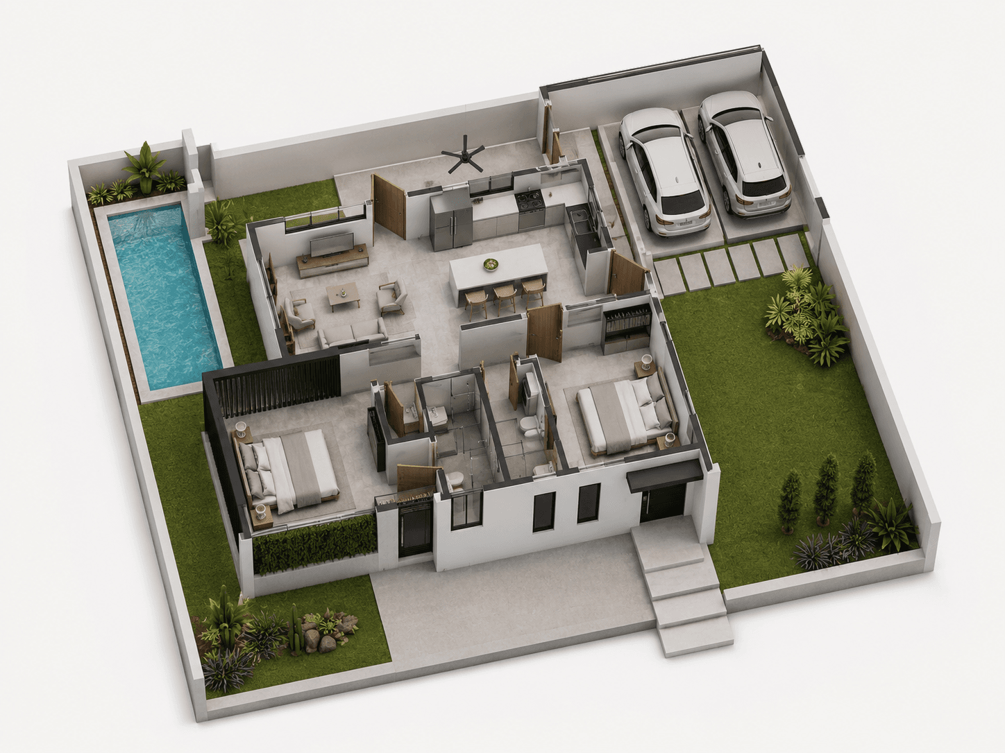Exploded axonometric view, angle one