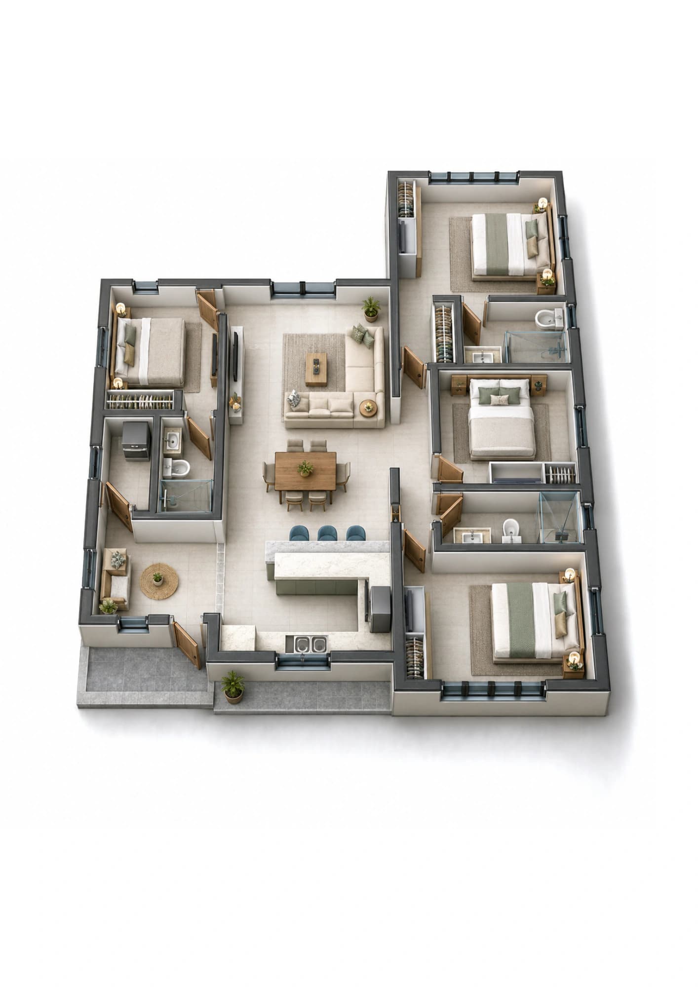 Exploded axonometric view of Oliver
